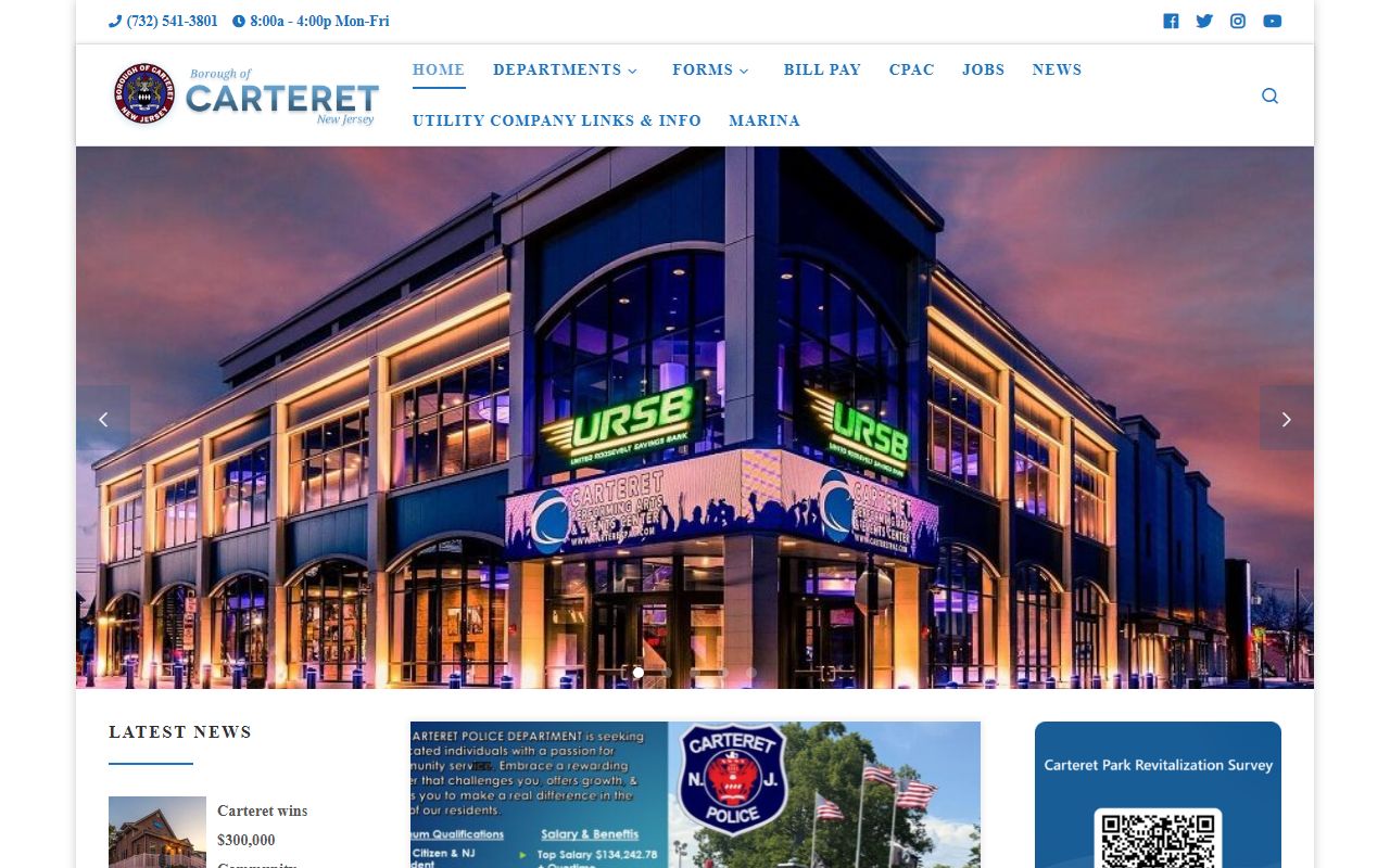 Carteret Borough official website for resident record searches