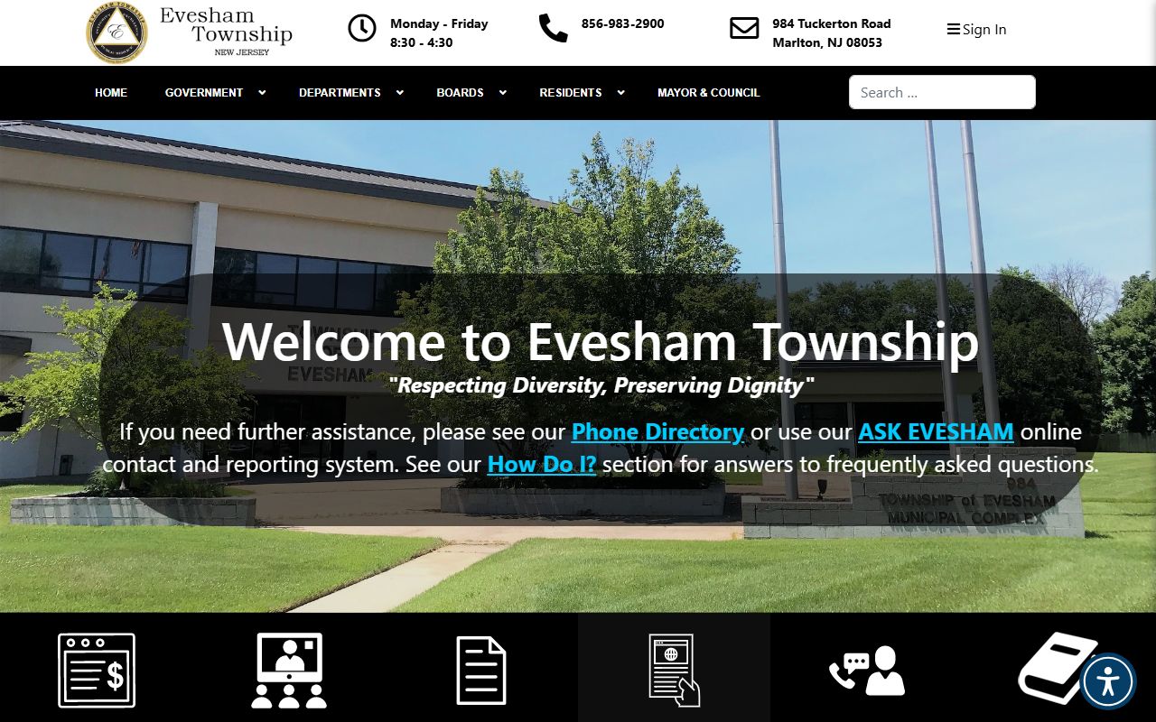Evesham Township official website for public records and municipal services