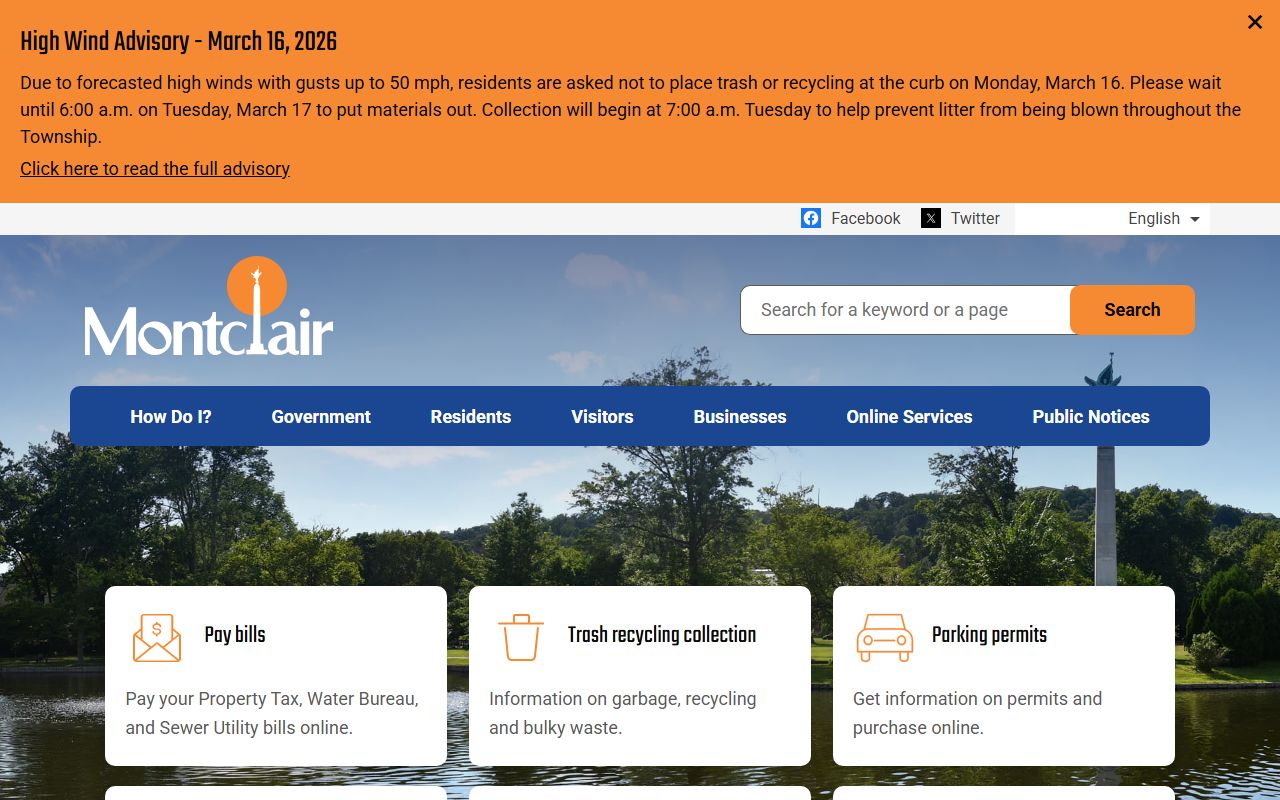 Montclair Township official website for Montclair white pages research