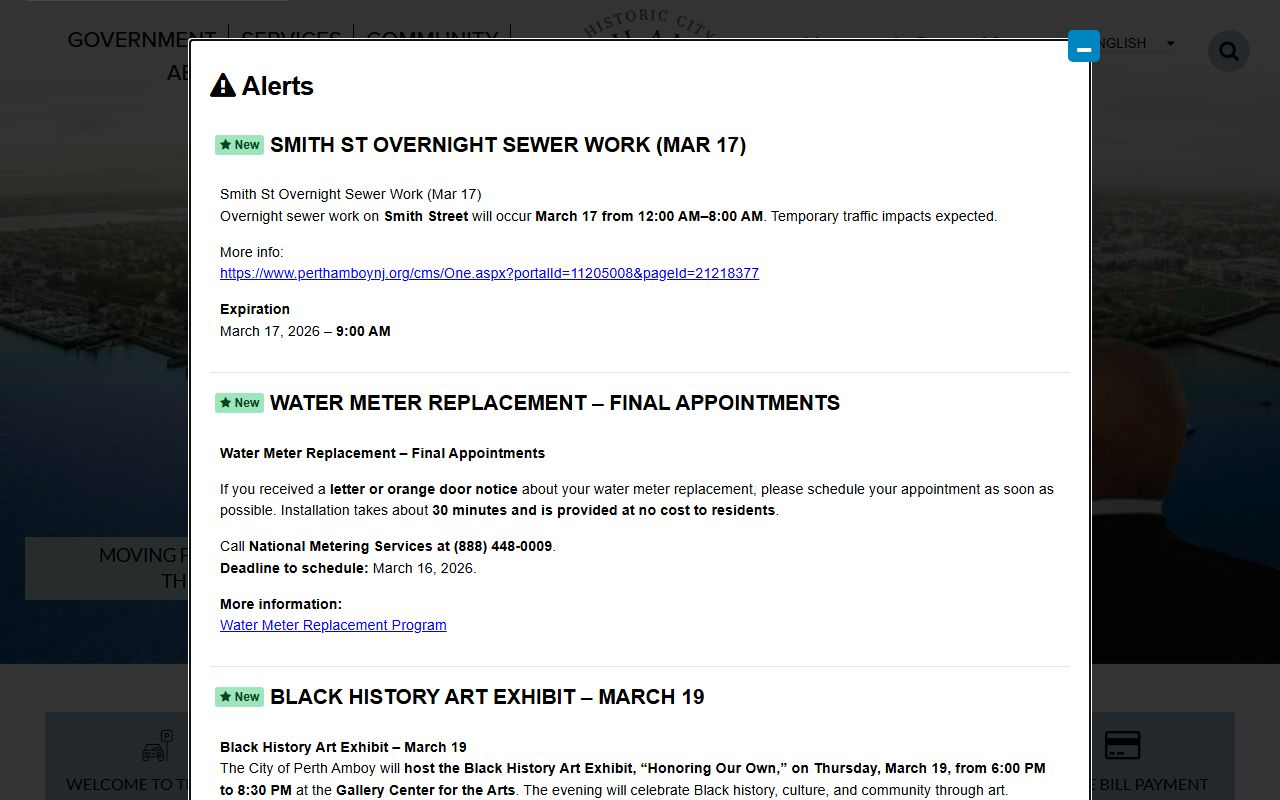 City of Perth Amboy official website for public records access