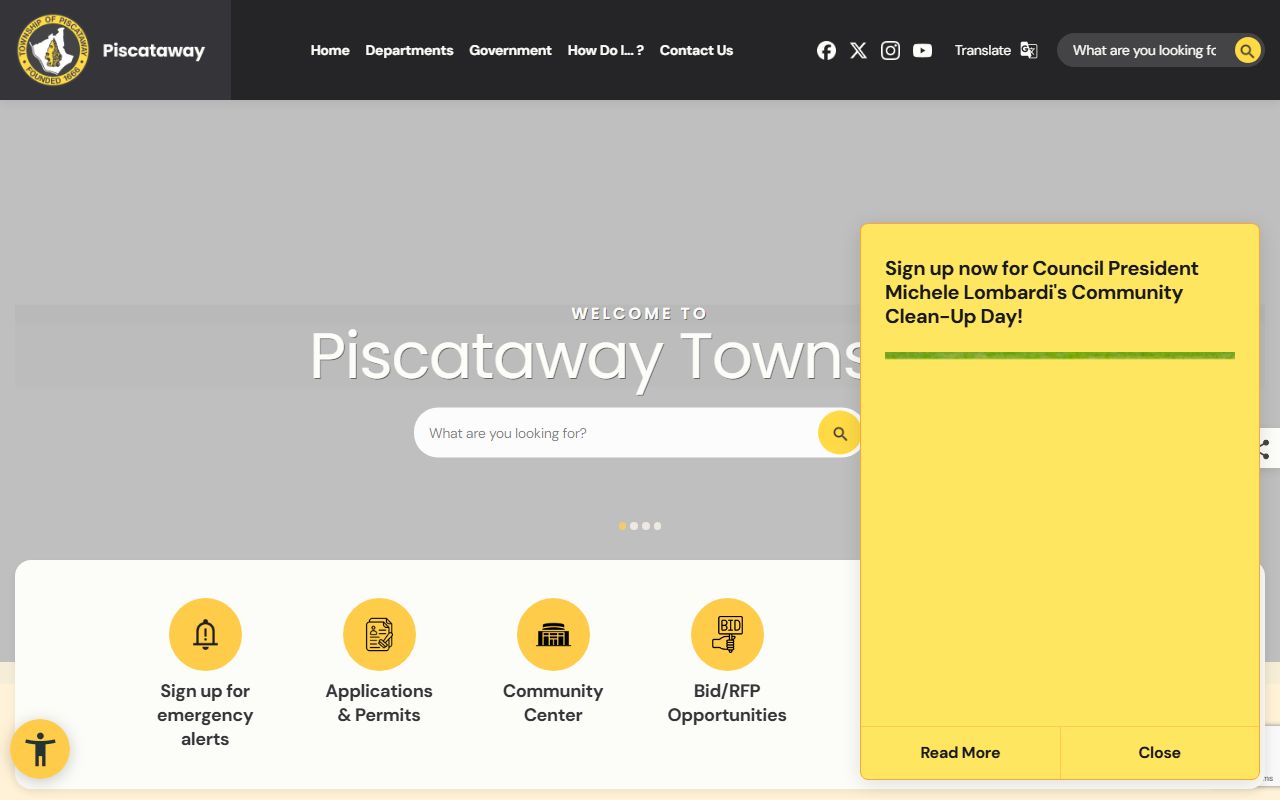 Piscataway Township official website for public information