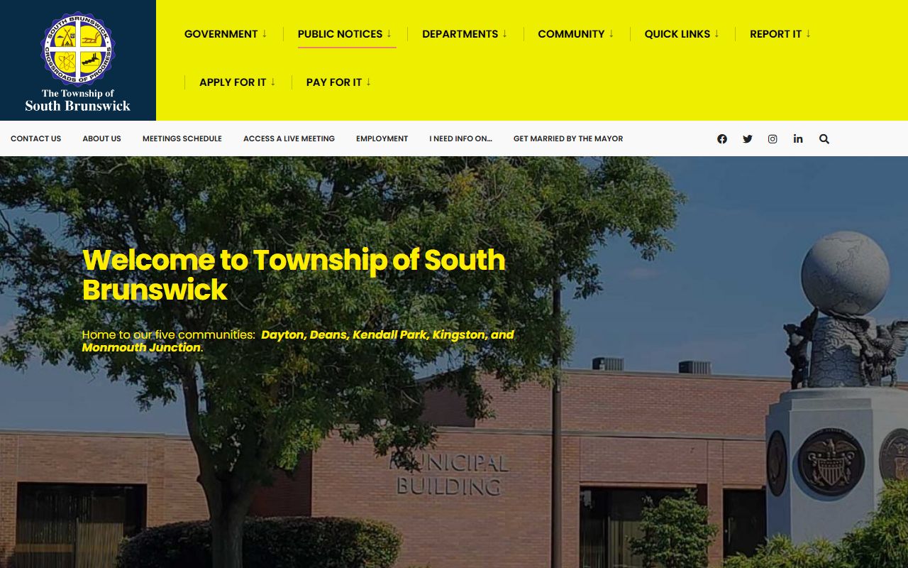 South Brunswick Township website for government records