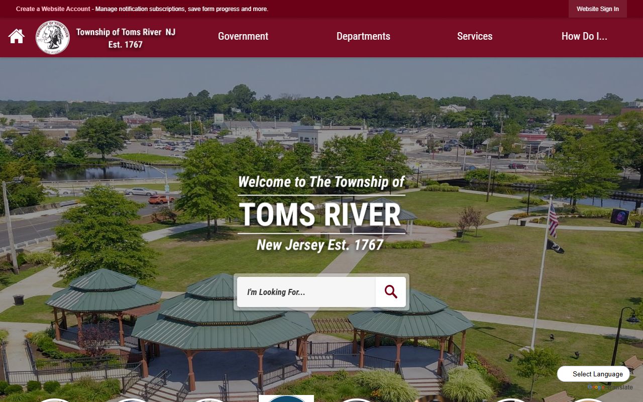 Toms River Township government offices for white pages property record access