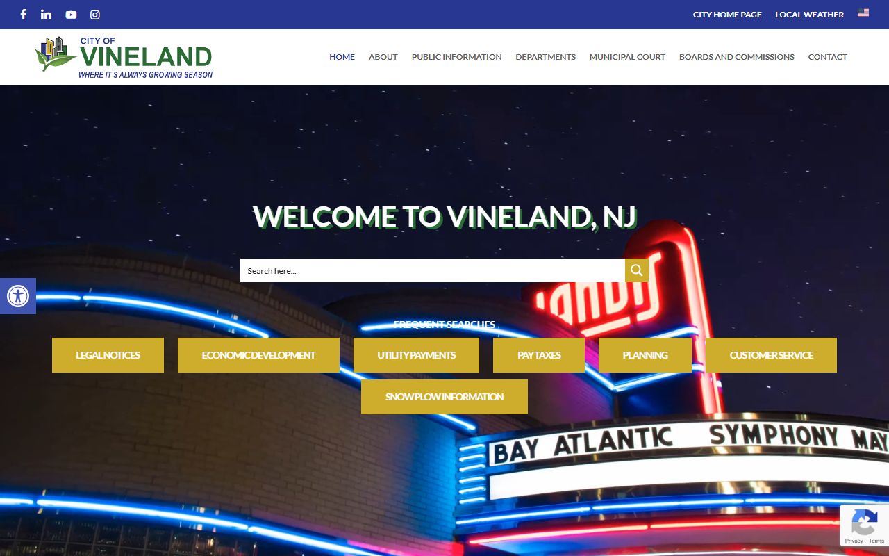 City of Vineland official website for municipal records and services
