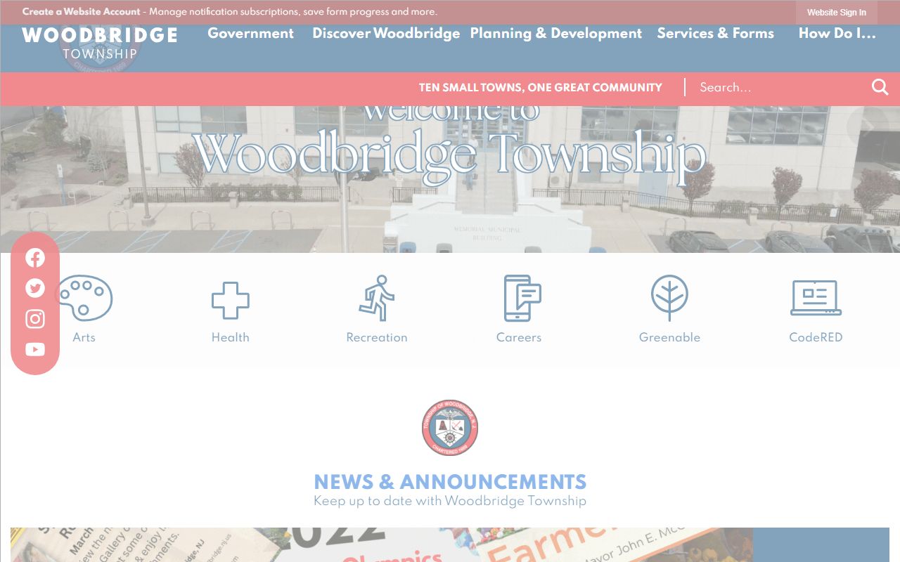 Woodbridge Township official website for municipal records access