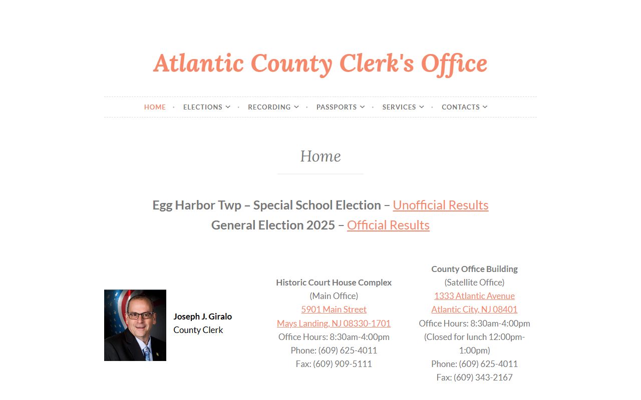 Atlantic County white pages clerk office website