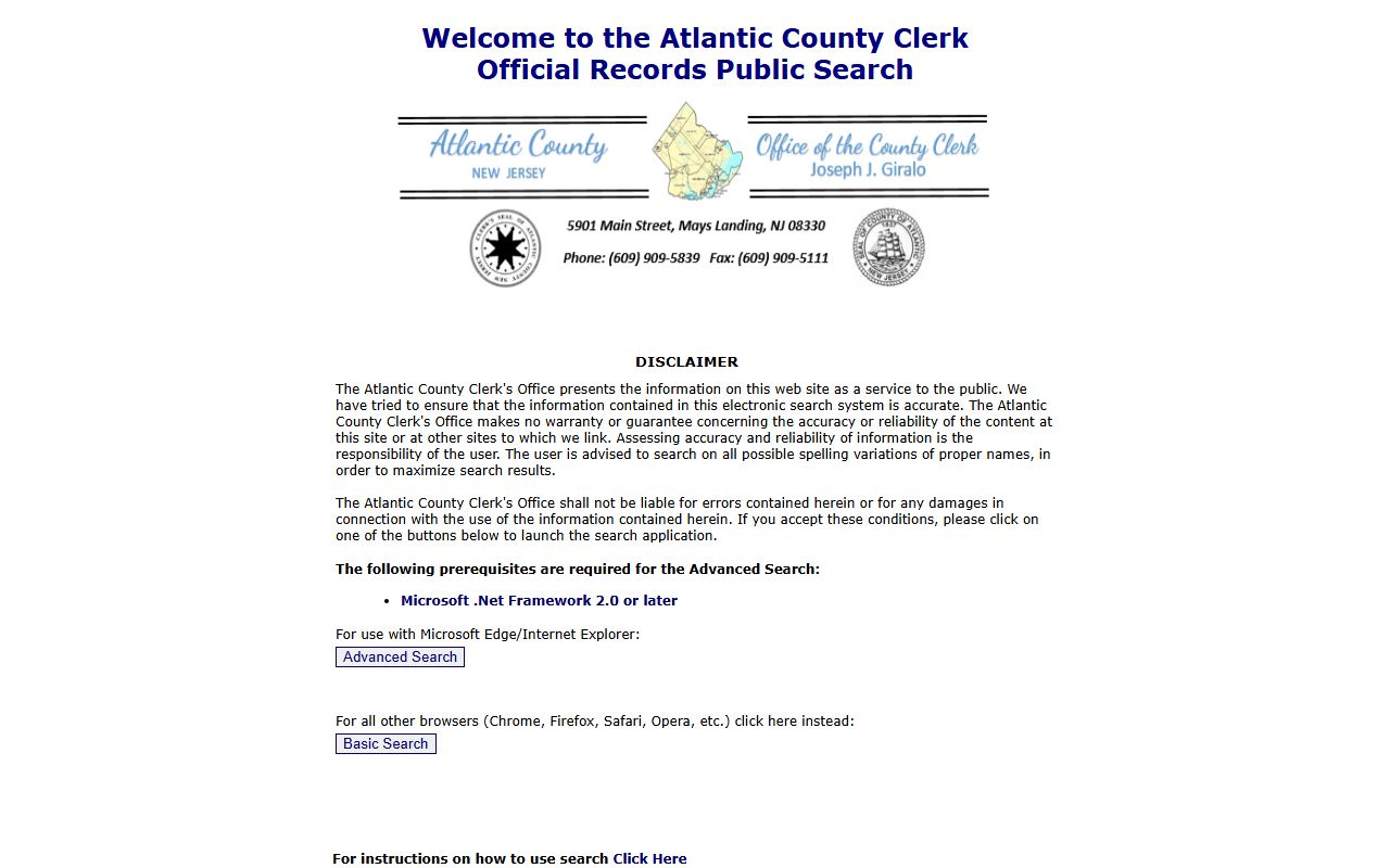 Atlantic County white pages clerk records search portal