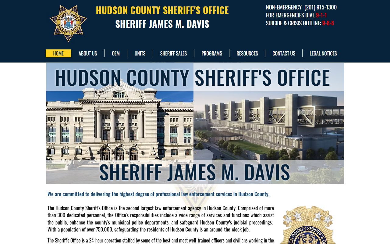 Hudson County white pages sheriff office website