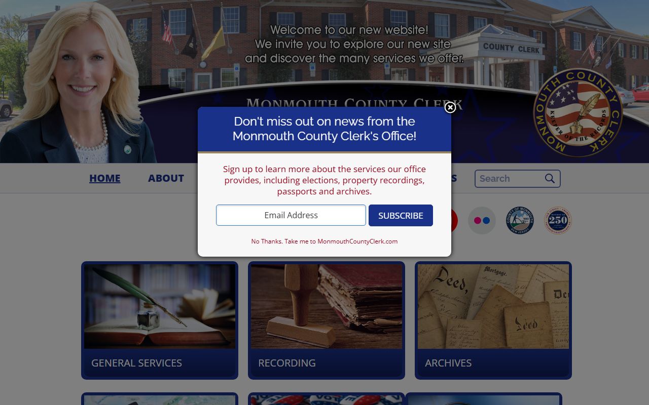 Monmouth County white pages clerk office website at monmouthcountyclerk.com