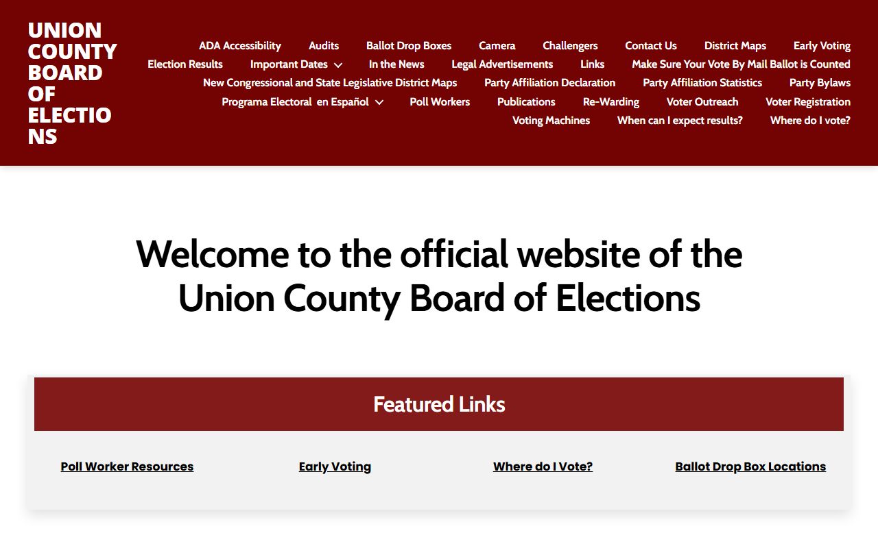 Union County white pages board of elections website
