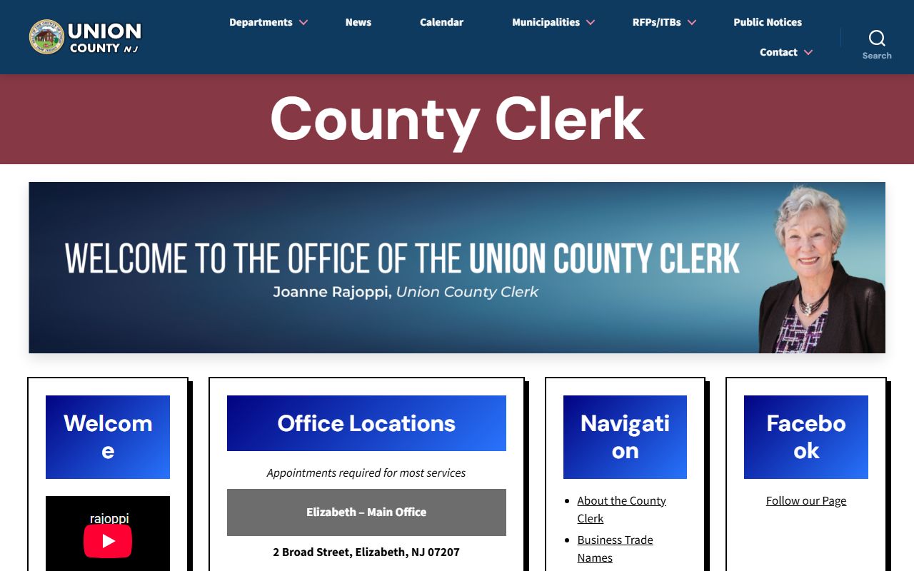 Union County white pages clerk office website