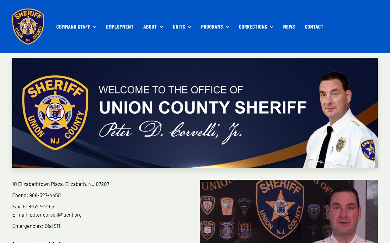 Union County white pages sheriff office website