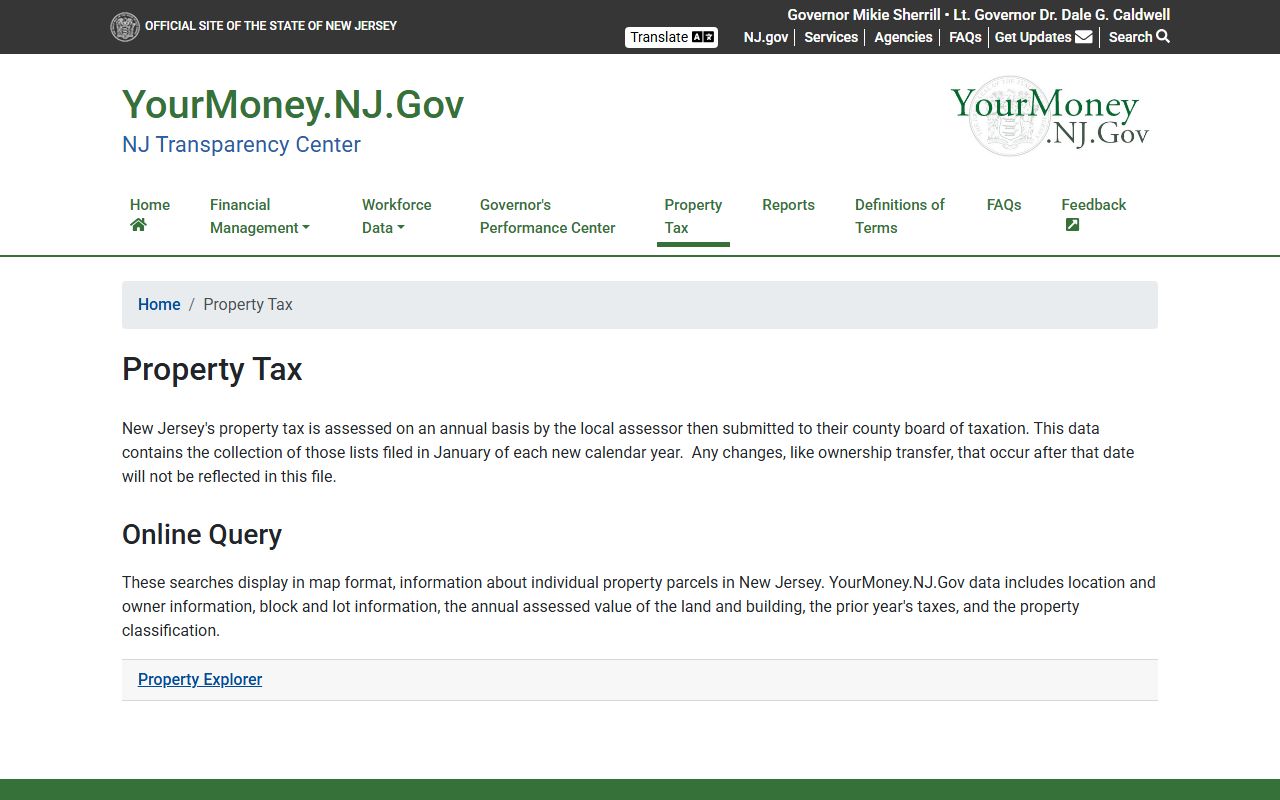 New Jersey property tax transparency portal for white pages