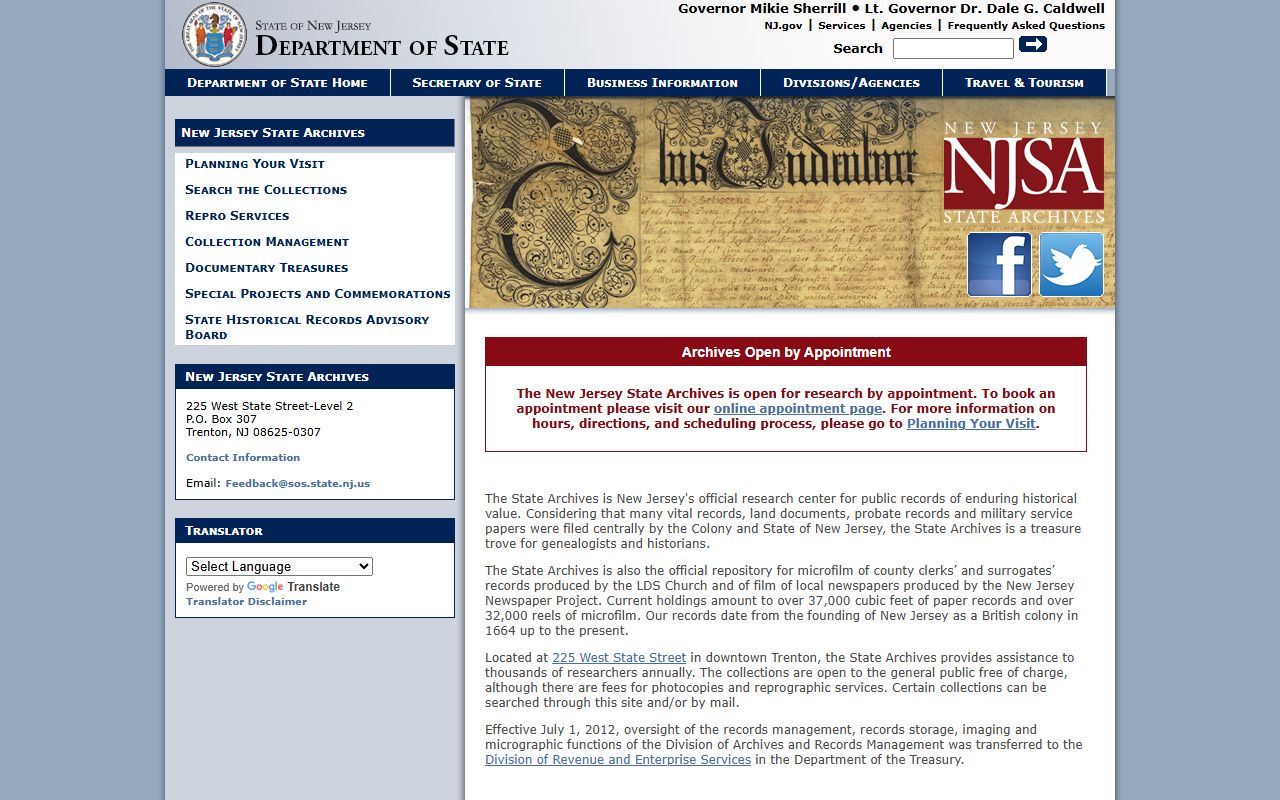 New Jersey State Archives historical white pages records