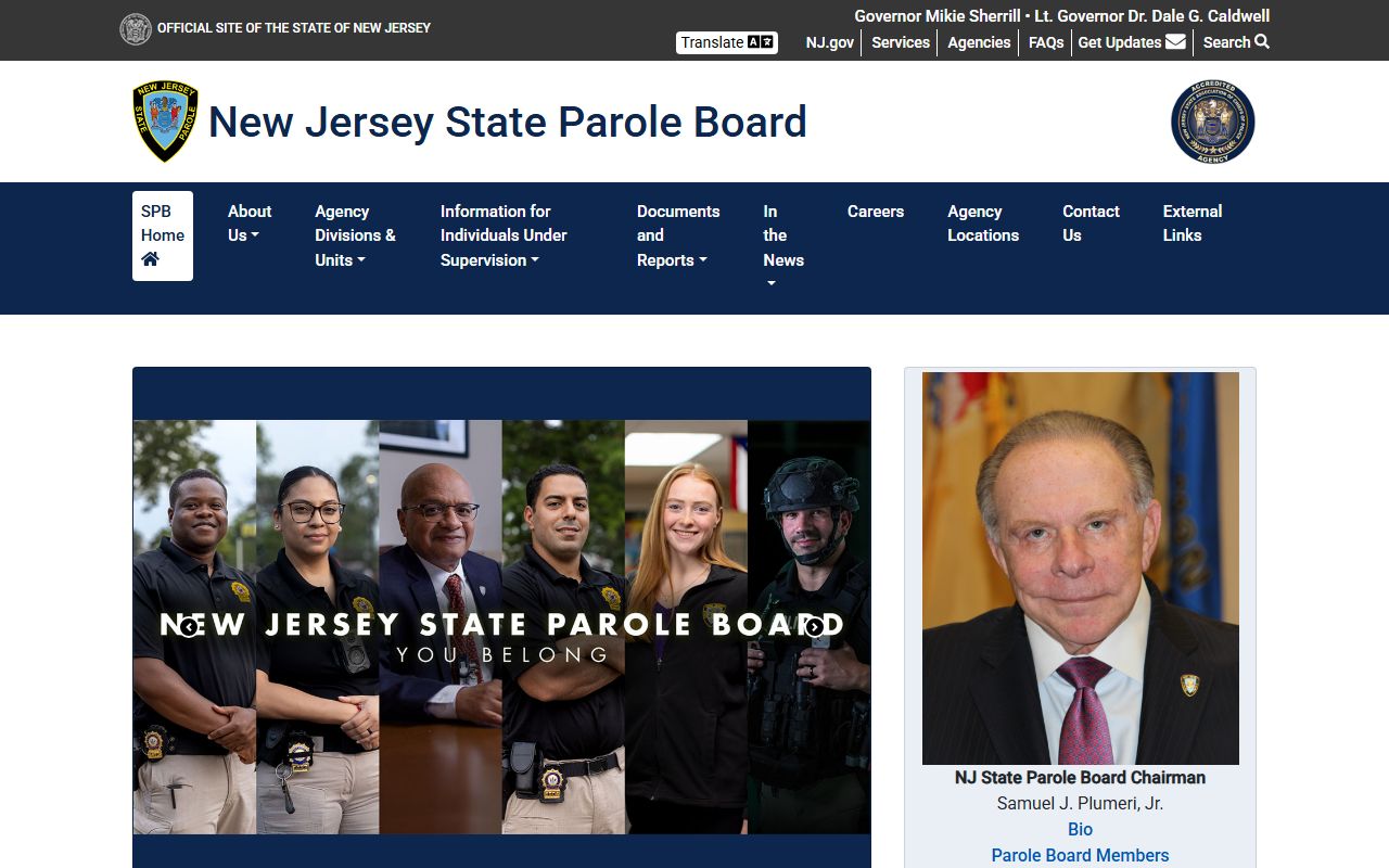 New Jersey State Parole Board records for white pages